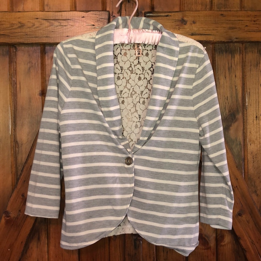 Gray & Cream striped blazer!!